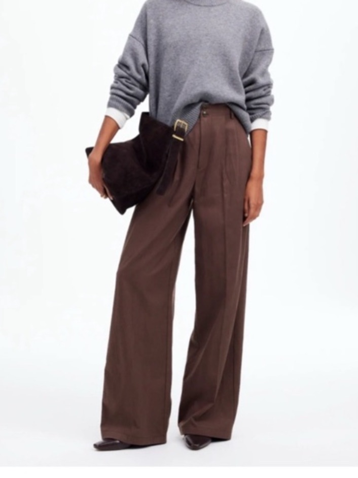 Madewell Harlow Wide-Leg Pleated Pants In Espresso (C0216)